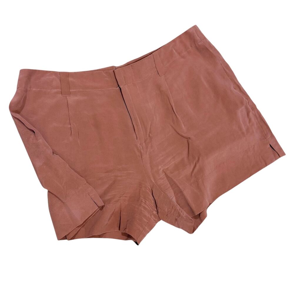 JOIE 100% Silk Dress Shorts Rust Light Brown Size 8 Career Preppy Going Out